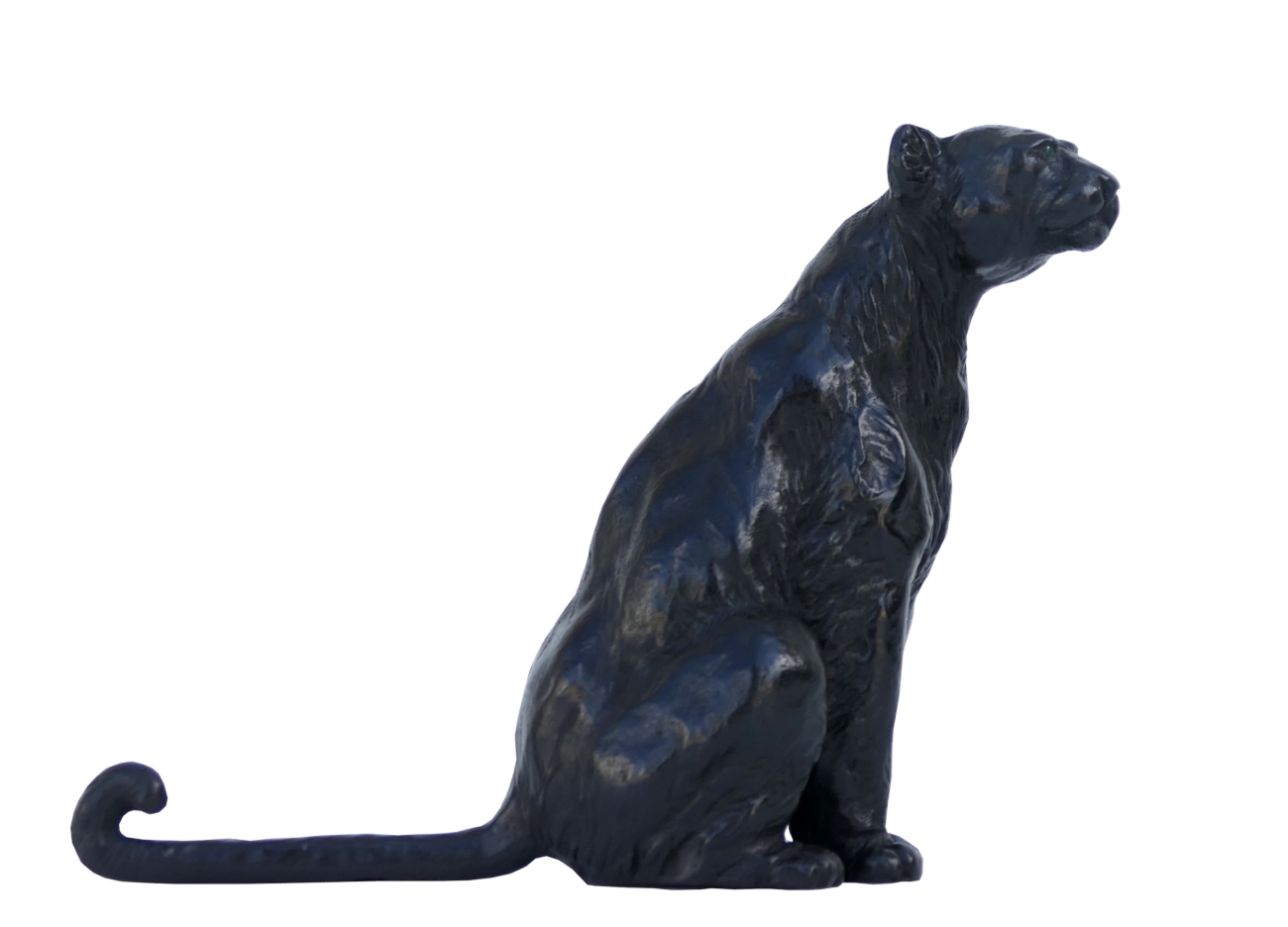 Damien Colcombet Panthère à l’affut assise bronze sculpture