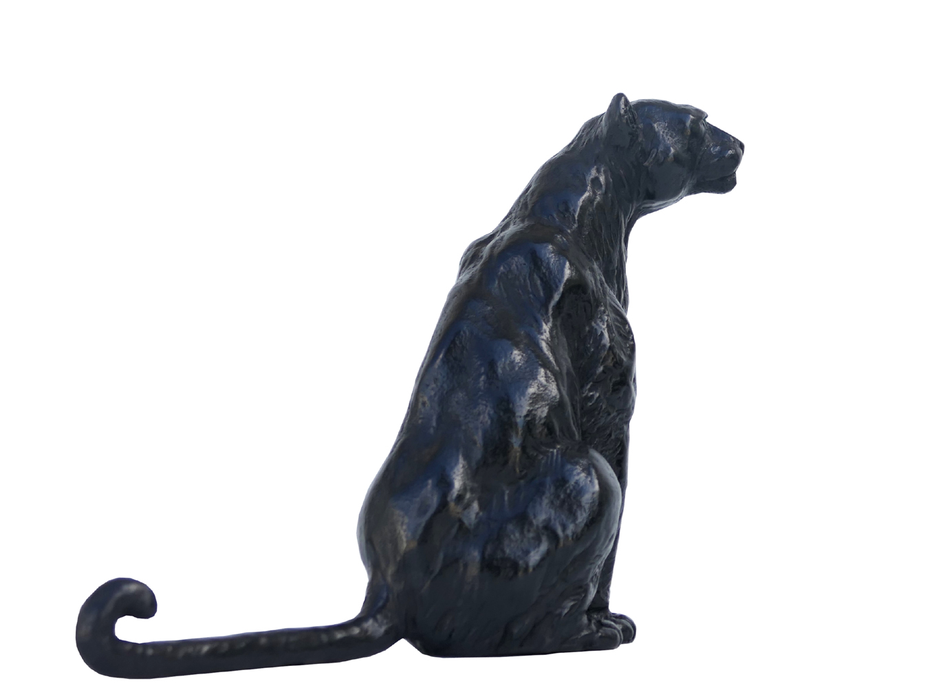 Damien Colcombet Panthère à l’affut assise bronze sculpture