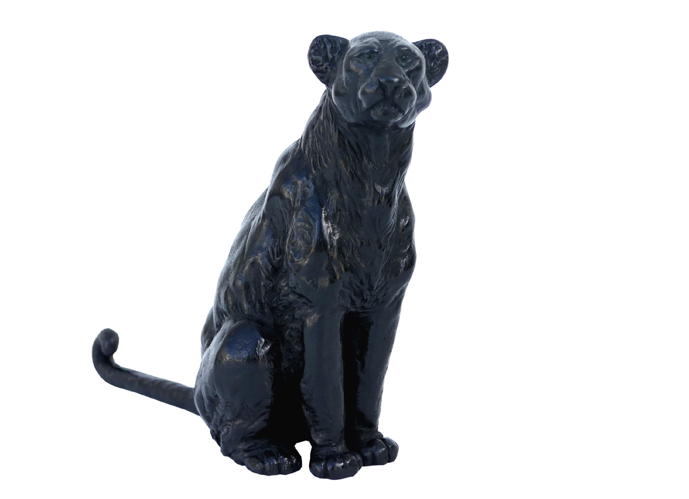 Damien Colcombet Panthère à l’affut assise bronze sculpture
