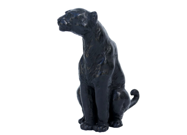 Damien Colcombet Panthère à l’affut assise bronze sculpture