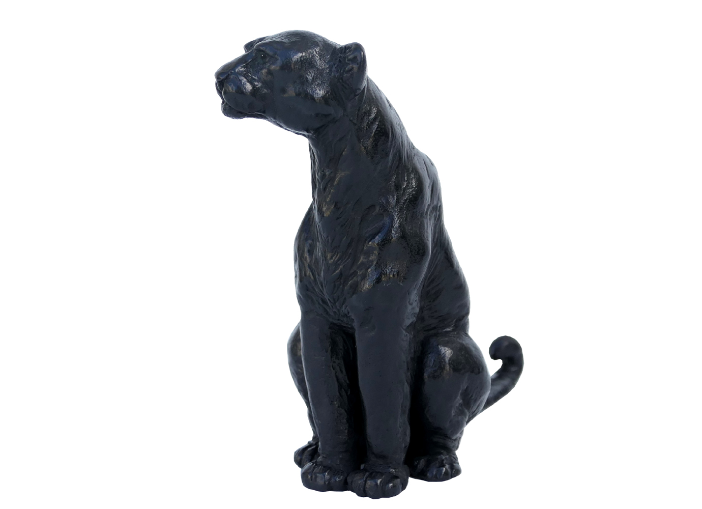 Damien Colcombet Panthère à l’affut assise bronze sculpture