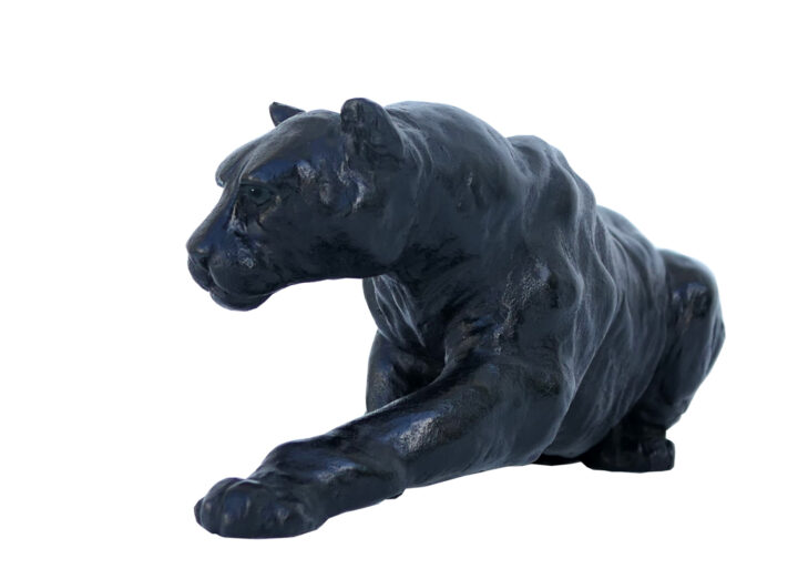 Damien Colcombet Panthère à l’affut couchée bronze sculpture