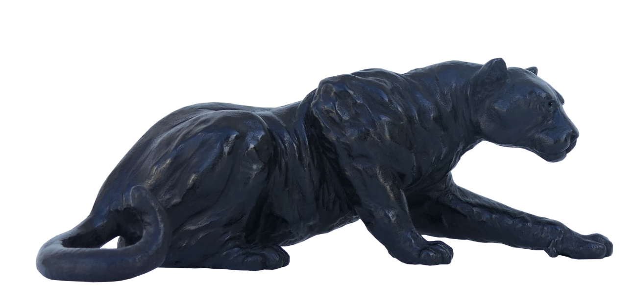 Damien Colcombet Panthère à l’affut couchée bronze sculpture
