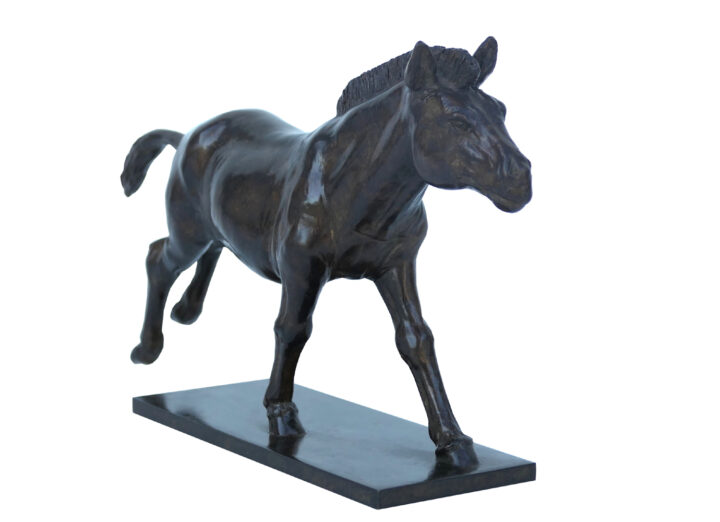Damien Colcombet Zèbre au galop bronze sculpture