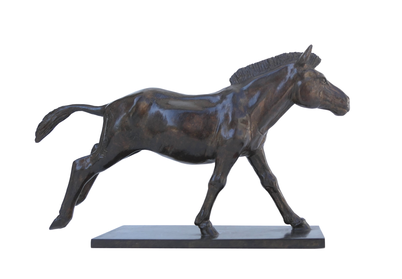 Damien Colcombet Zèbre au galop bronze sculpture