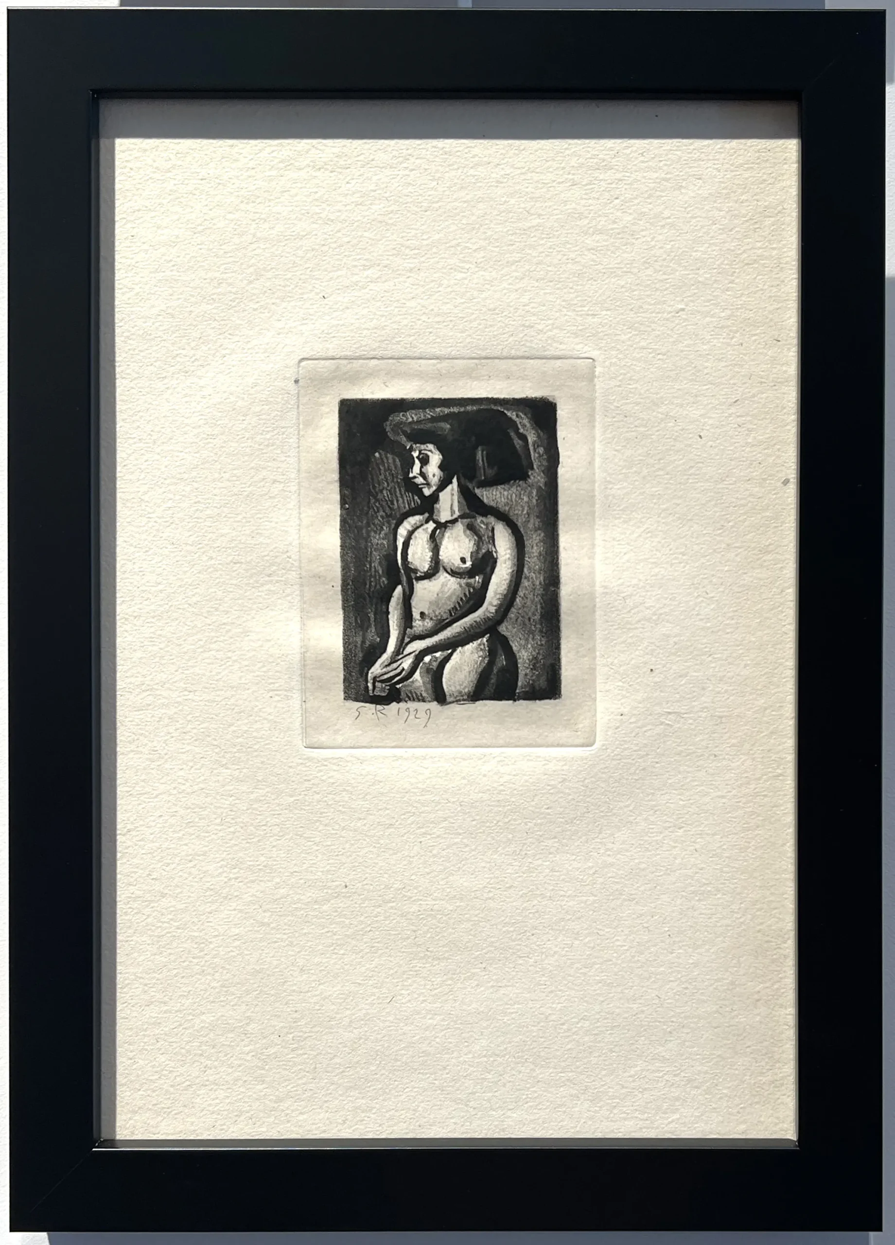 Exposition Georges rouault Les Réincarnations du Père Ubu Fille au grand chapeau gravure Centre Cristel Éditeur d'Art