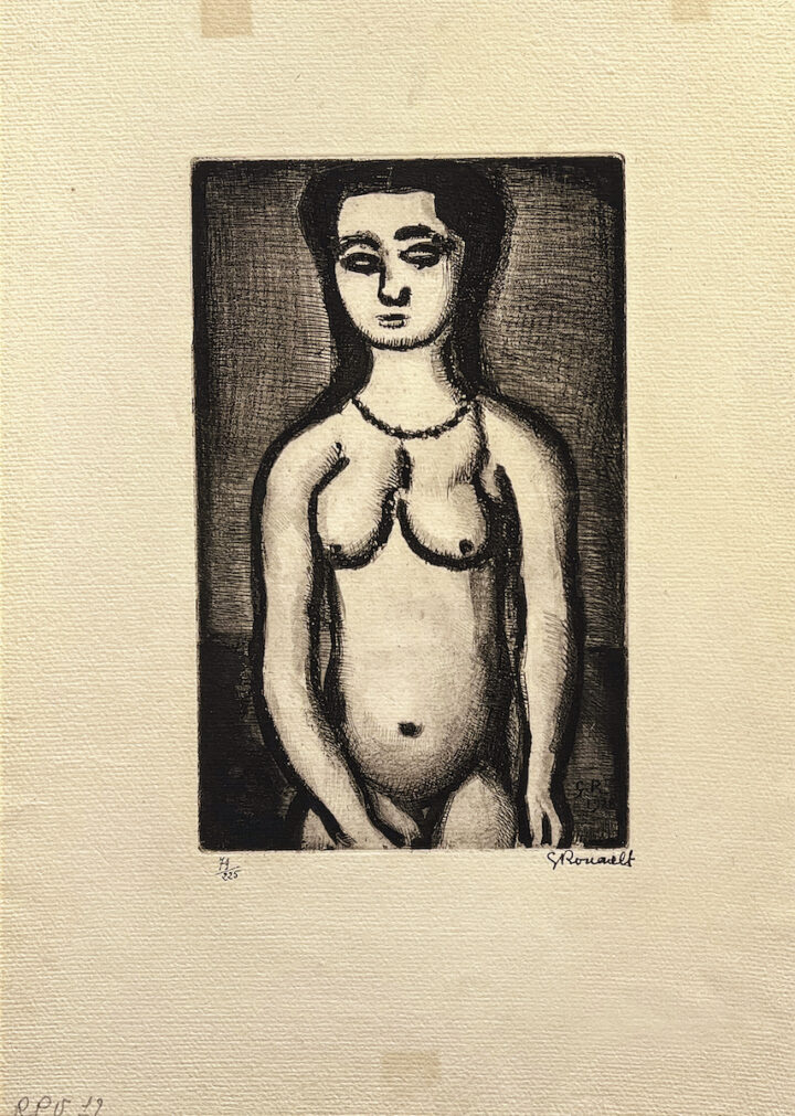 Exposition Georges Rouault retour à Saint-Malo Réincarnations du Père Ubu : Nu gravure originale Centre Cristel Éditeur d'Art