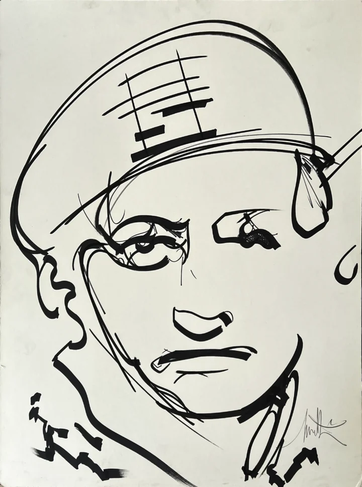 Raymond Moretti dessin André Malraux révolution encre