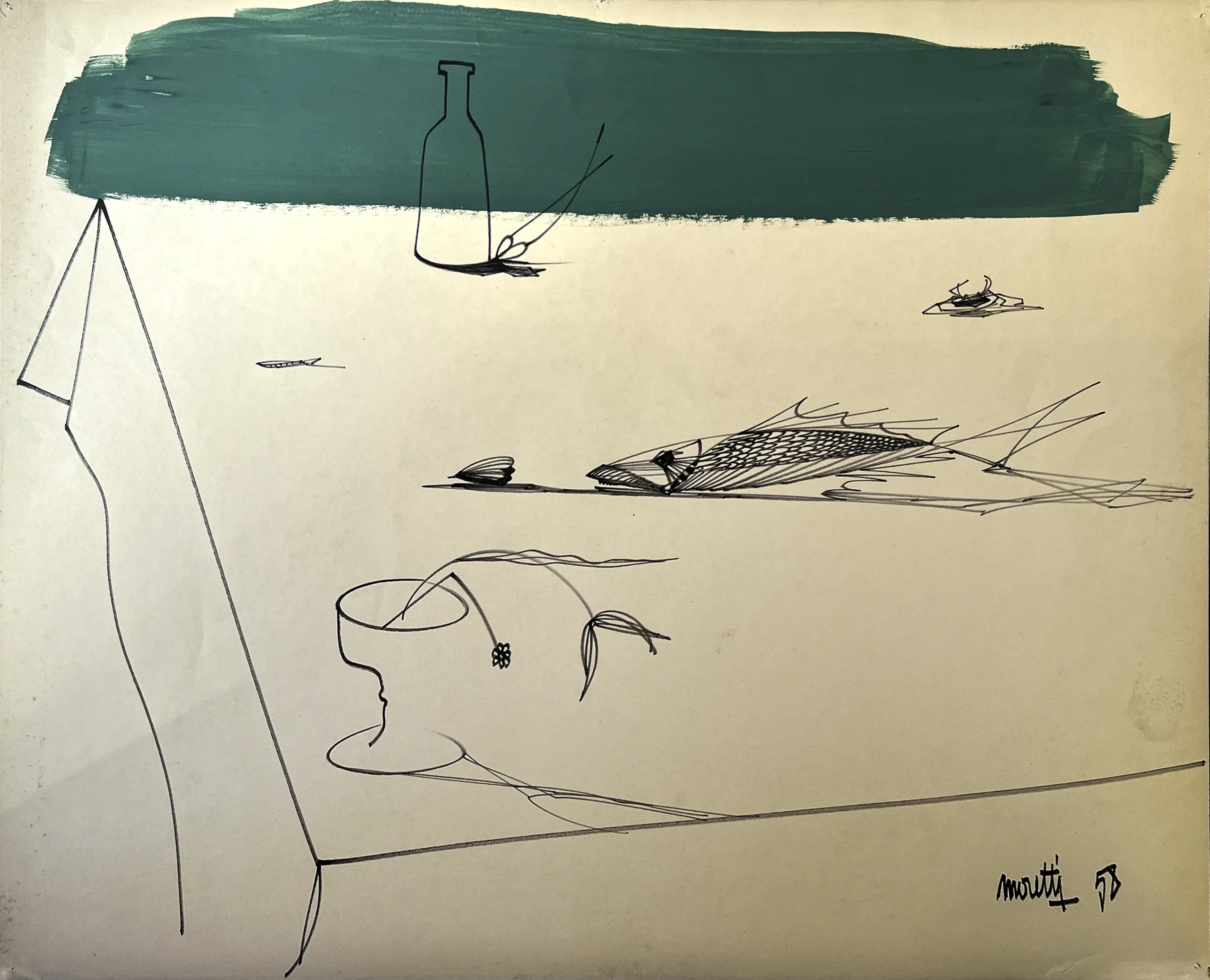 Raymond Moretti nature morte au poisson