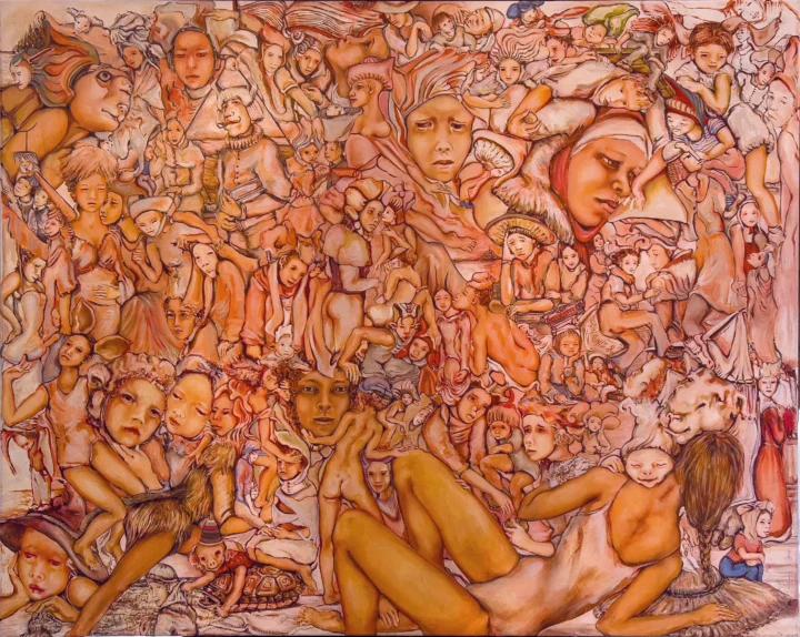 Nadyn KUNTZ Le mont Saint-Michel (la femme au chapeau) huile sur toile Centre Cristel Saint-Malo