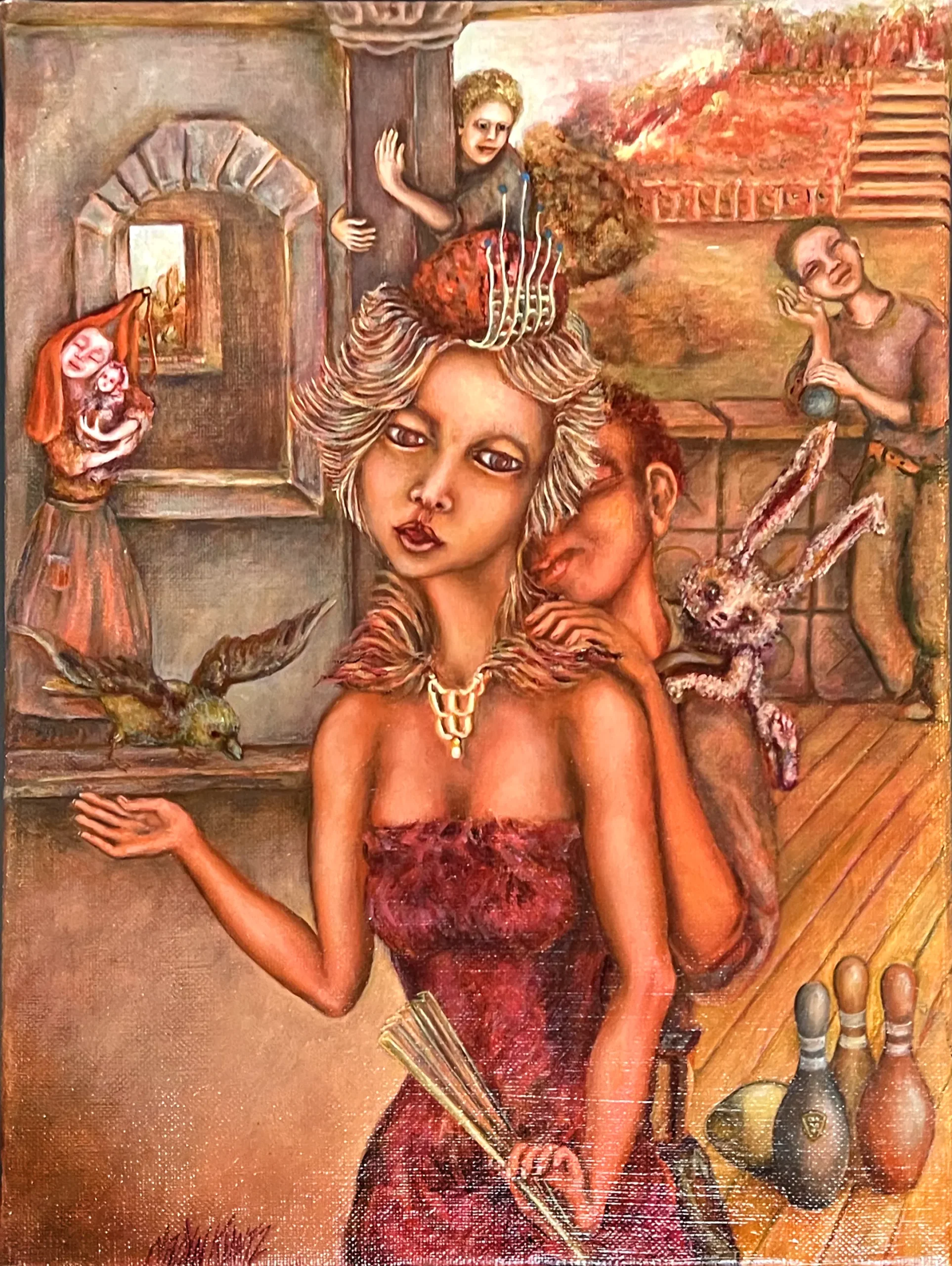 Nadyn KUNTZ Au pays d'Alice glacis à l'ambre liquide sur toile Centre Cristel Saint-Malo
