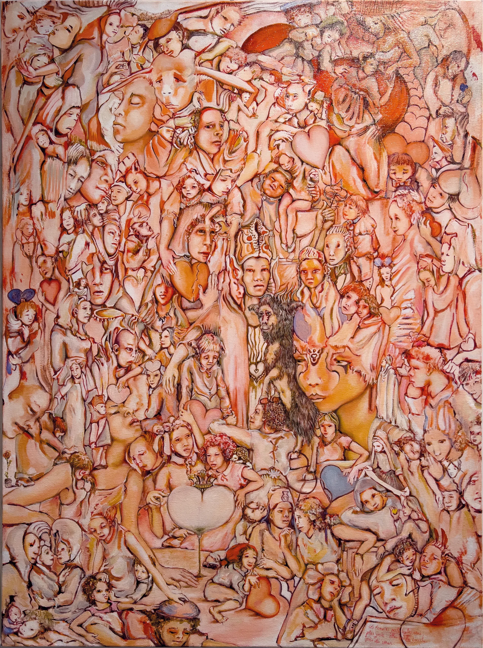 Nadyn KUNTZ Les femmes parlent plus vrai plus juste elles ont la bouche près du cœur huile sur toile Centre Cristel Saint-Malo