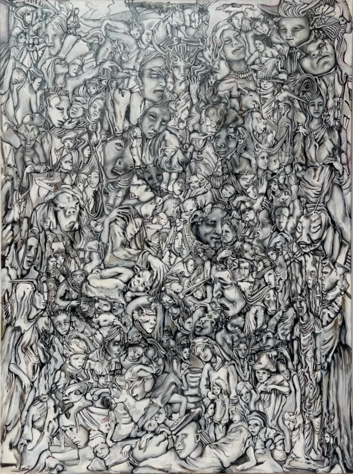 Nadyn KUNTZ Nous irons tous au Paradis huile sur toile Centre Cristel Saint-Malo